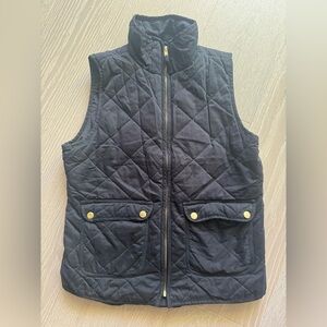 Navy Blue Quilted Vest with Pockets